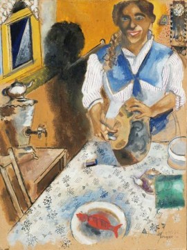 Mania cutting bread contemporary Marc Chagall Oil Paintings